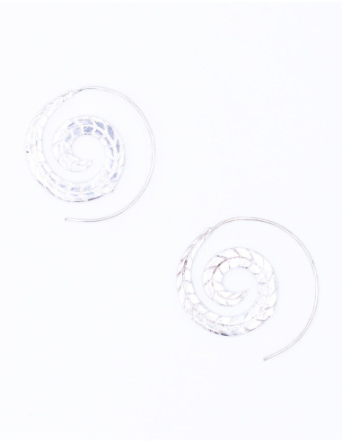 Boucles d'oreilles ethniques en métal argenté...