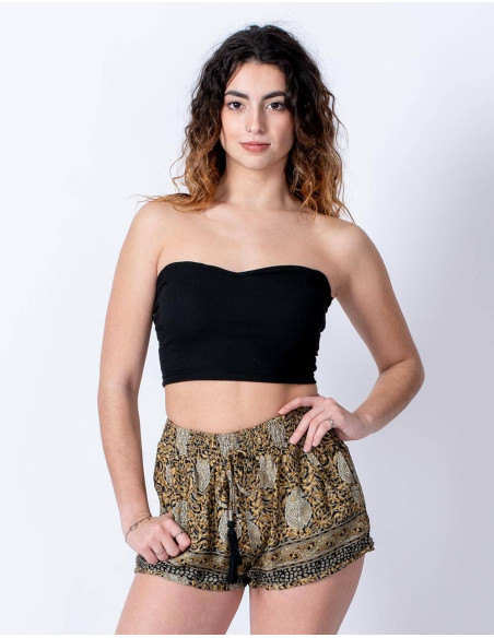 Very Cool Short Printed Silk Shorts in Brown Tones