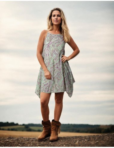 Vestido de Seda Desigual em...