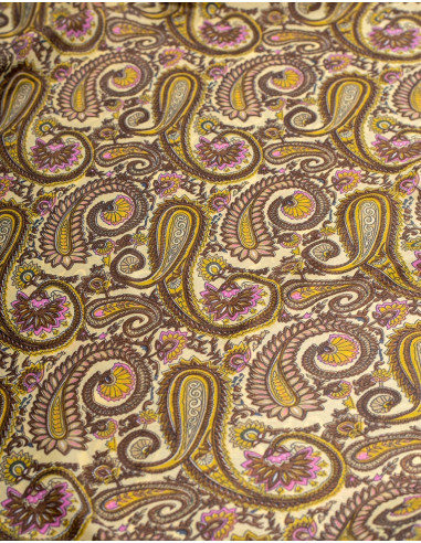 Basic Sleeveless Silk T-shirt with Paisley Print