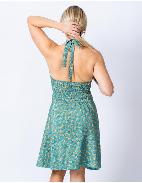 Vestido Curto Kimago com Decote V e Costas Abertas