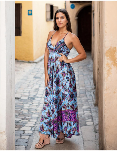 Langes Seidenkleid im Boho-Stil Kimago