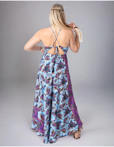 Robe longue en soie style Boho Kimago