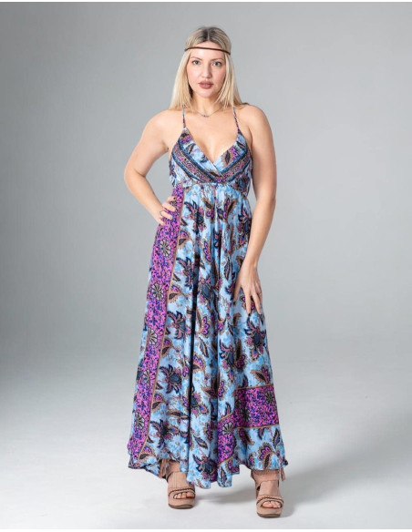 Abito lungo in seta Kimago stile Boho