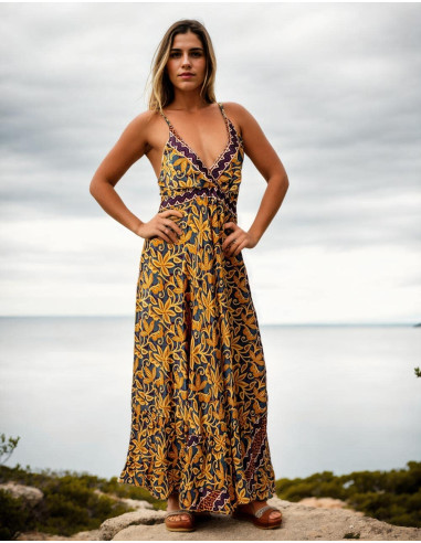 Robe longue de style bohème avec imprimé fleuri