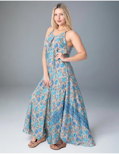 Long and Wide Silk Dress with Gray Background...