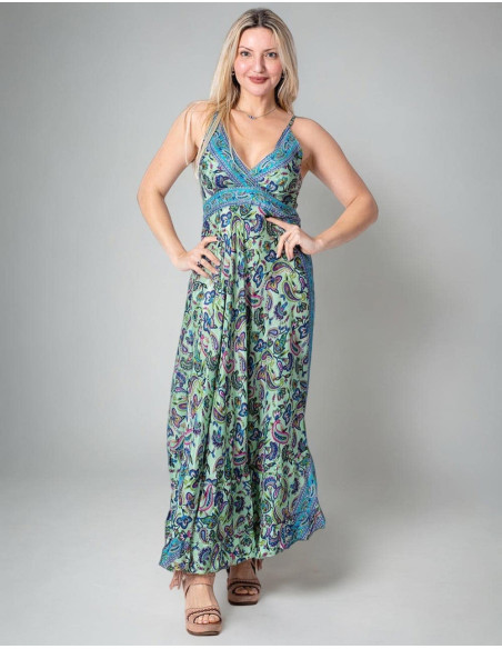 vestido-mujer-boho-verde-estampado