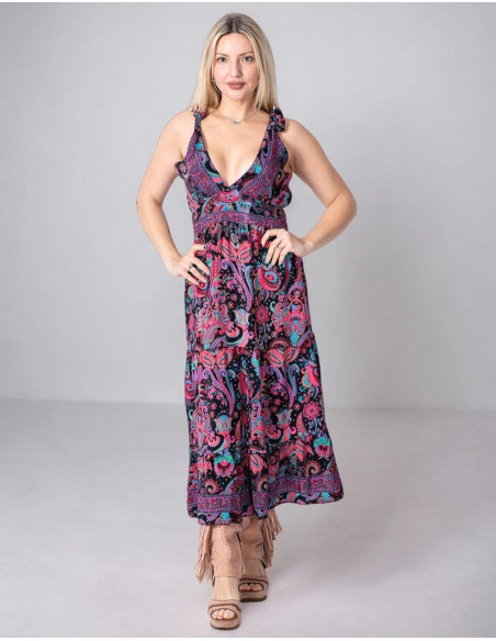 Vestido de verão com alças de gravata