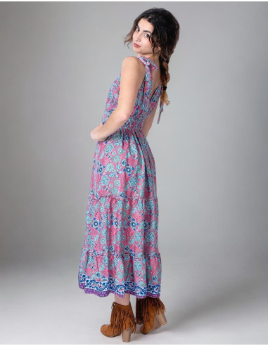 Robe en soie imprimée de fleurs fraîches