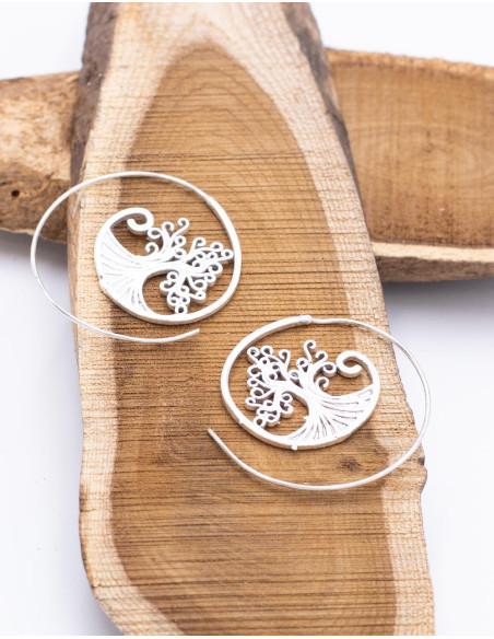 Handmade Earrings with Tree of Life in Brass with Icoting Plating