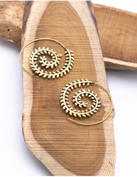 Golden Branch and Leaves Earrings