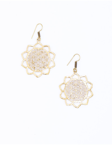 Boucles d'oreilles Mandala avec Coeurs