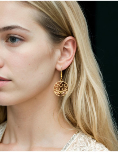 Boucles D'oreilles Ethniques Fleur De Lotus