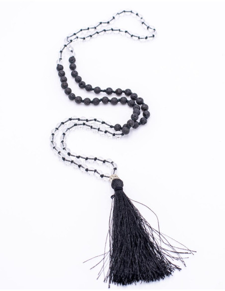 Cristal de quartz Japa Mala et roche volcanique