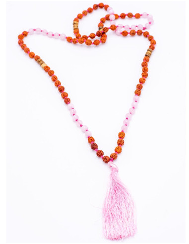 Japa Mala Rose Quartz and Rudraksha