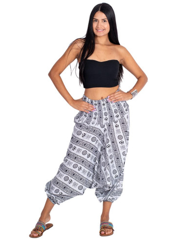 Pantalon saruel style hippie symbole Om