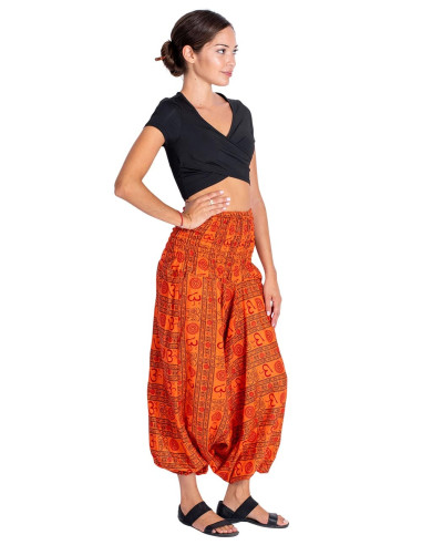 Orange hippie style saruel pants with Om symbol...