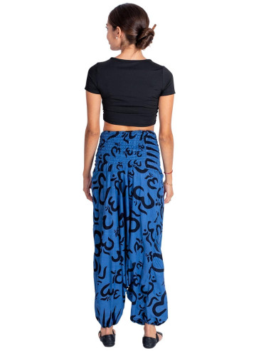 Sarouel style hippie en coton bleu