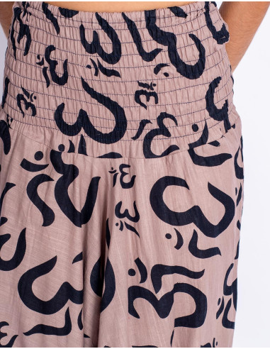 Pantaloni afghani in cotone marrone con simboli...