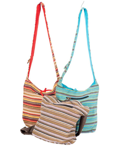 Sac Bandoulière Rayé Style Hippie - Couleurs Vibrantes et Esprit Bohème