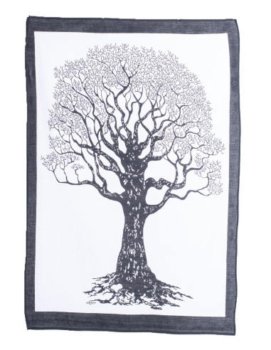 Tapisserie d'arbre en noir et blanc - Élégance...