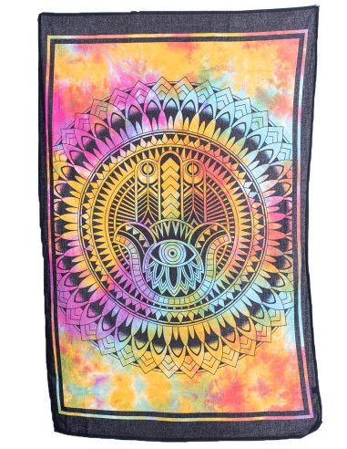 Mehrfarbiger Batik-Hamsa-Handteppich – Schutz...