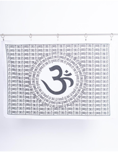 Tapisserie Symbole Om en Noir et Blanc -...