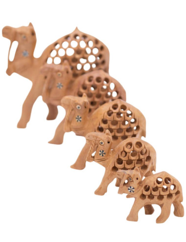 set-estatuas-camellos-india-tallados 2