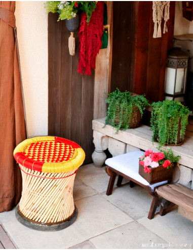Woven Bamboo Stool Cover - Handmade in India - Exclusive and Comfortable - 40 cm Height