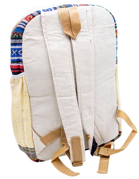 Zaino etnico unisex in canapa: autentico artigianato indiano con esclusivo design del Buddha
