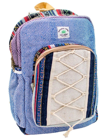 Mode ethnique : Sac à dos unisexe en chanvre Kimago - Artisanat indien unique et polyvalent