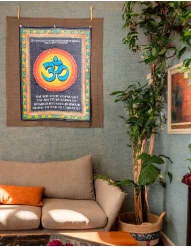Exclusive Om Tapestry: Handmade Indian Art with Cotton Sequins
