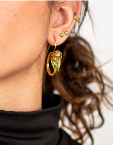 Gold-Plated Brass Snake Earrings – Handmade