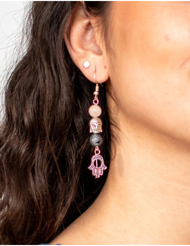 Handmade Silver Plated Brass Earrings with Unique Stones and Charms