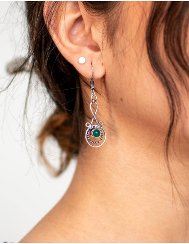 Handmade Elongated Earrings with Natural Stone – Unique Design