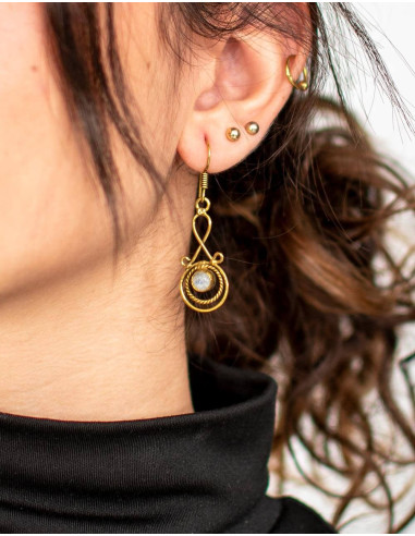 Handmade Elongated Earrings with Natural Stone – Unique Design
