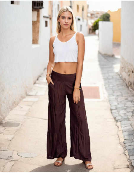 Pantalon long ethnique Kimago pour femme – Fabrication artisanale indienne