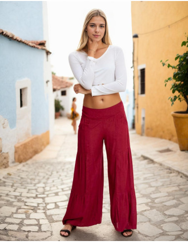 Burgundy Long Pants – Bohemian Style with Indian Essence