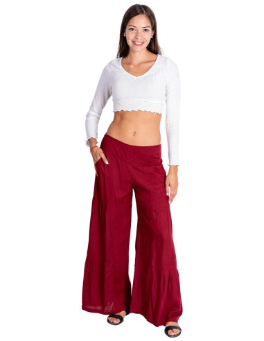 Burgundy Long Pants – Bohemian Style with...