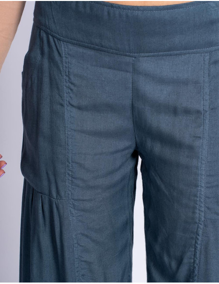 Pantaloni lunghi grigi Kimago : eleganza bohémien con un tocco artigianale