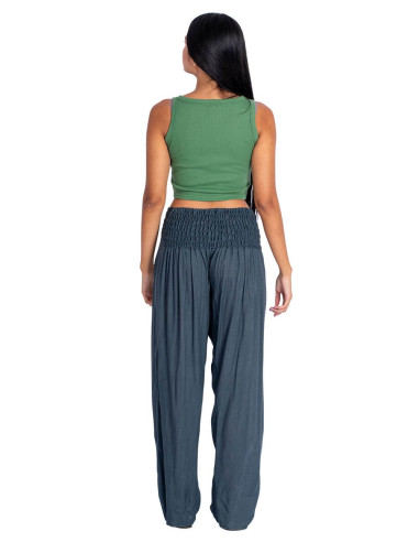 Gray Straight Pants with V-Neck Detail – Ethnic...