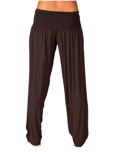 Chocolate brown straight-leg trousers with a...
