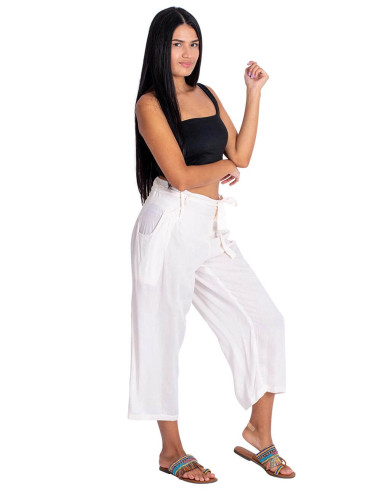 Pantalon capri blanc cassé Kimago – Fraîcheur...