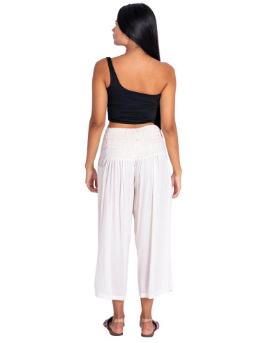 Calça capri Kimago off-white – Frescor boêmio...