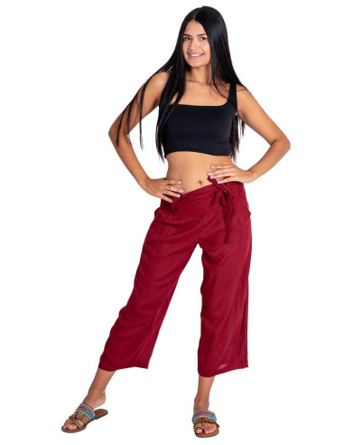 Pantalon capri bordeaux – Style bohème...