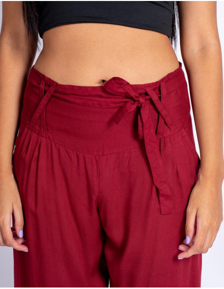 Calça capri bordô – Estilo boêmio com inspiração indiana