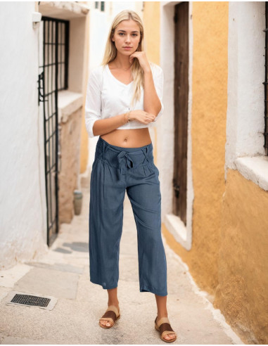 Graue Caprihose – Indische Handarbeit im Bohemian Style