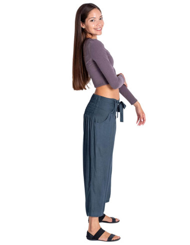 Pantalon Capri gris – Artisanat indien au style...