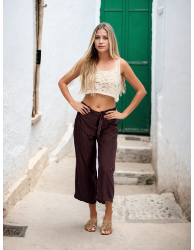 Pantaloni Capri color cioccolato: artigianato indiano con un'anima bohémien