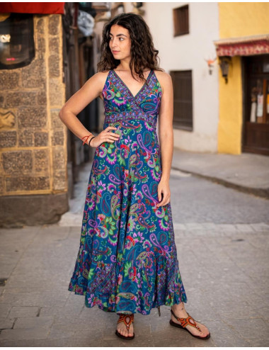 Vestido longo de seda com... 2
